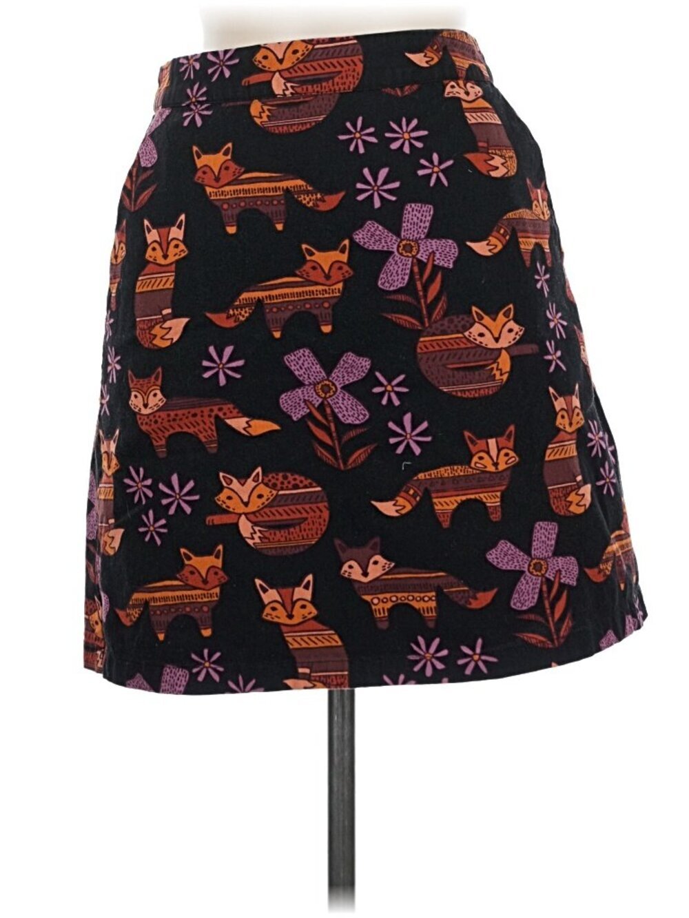 Princess Highway Foxy Loxy Skirt Black Fox Print EUC High Waist A-Line Mini
